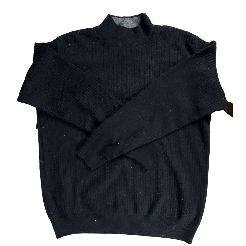 Wool Blend Sweater Black Flaw Craft Cutters Repurposing Damaged Hole 12.4 Oz